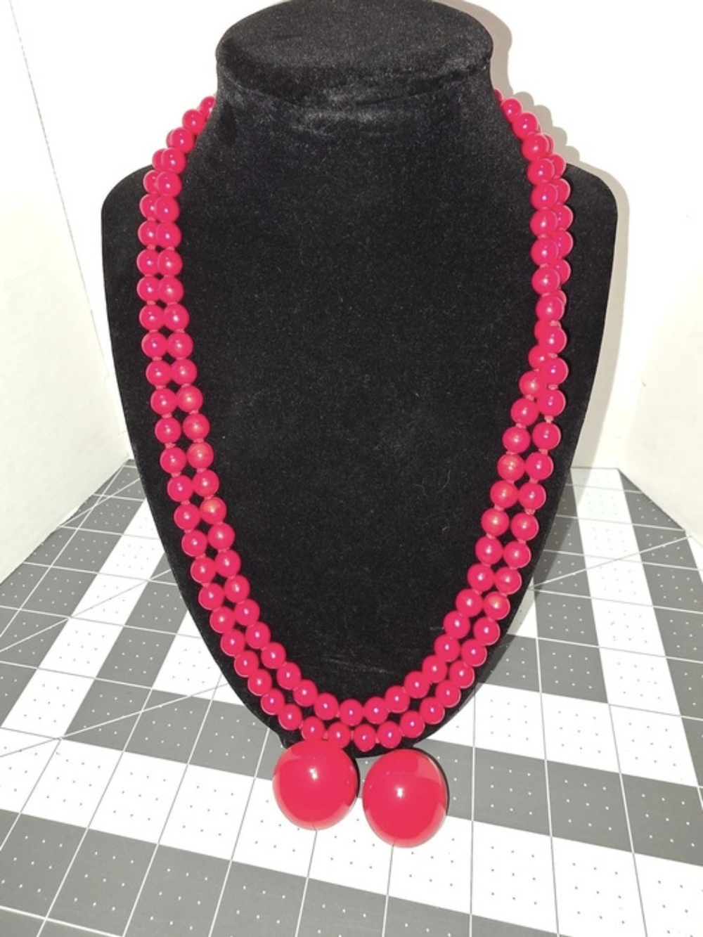 Red Beaded Double-Strand Necklace